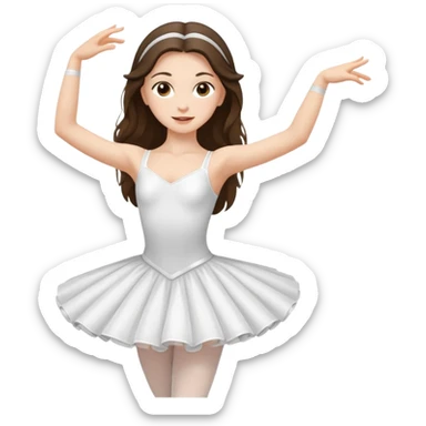 white brunette girl long hair with hazel eyes in a ballet costume dancing  sticker