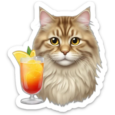 Siberian cat With cocktail sticker