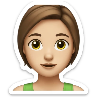 straight brown hair girl with green eyes and freckles from head to chest sticker