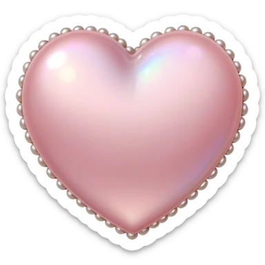 Pale pink heart with pale pink pearls around it  sticker