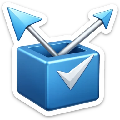 create an emoji with a tilted blue box with a white arrow in it make sure its kinda small sticker