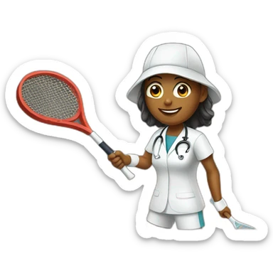 A white doctor playing paddle tennis sticker