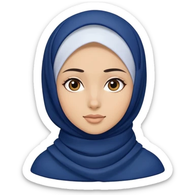 White hijab girl wearing dark blue hijab sticker