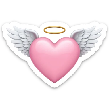 pink heart with white angel wings centered sticker