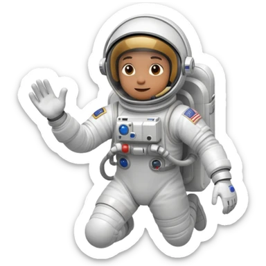astronaut in white space suit with helmet, gloves and backpack floating in space sticker