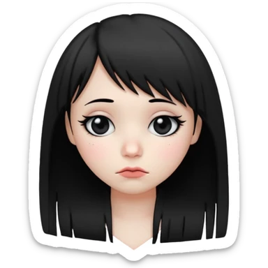 heart with an emo face and side-swept bangs sticker