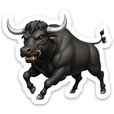 angry running black bull with steam from nostrils sticker