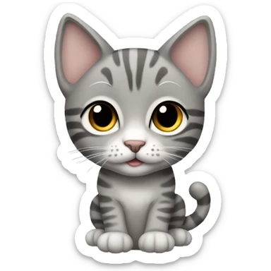 Grey girl tabby kitten sticker