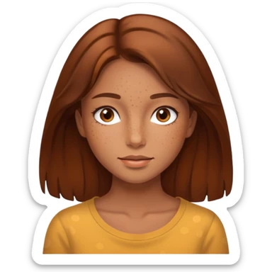 pretty girl with brown hair and tan skin with freckles and brown eyes  sticker