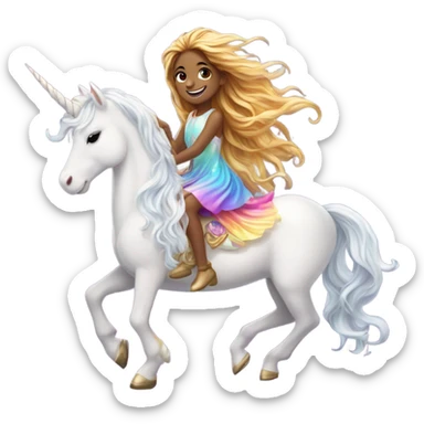 Girl riding unicorn sticker
