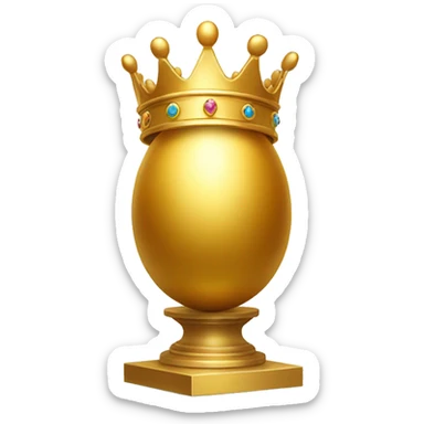 golden egg on pedestal wearing a crown sticker