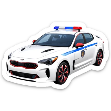 Police Car - Kia Stinger (Model Year: 2018) (Iconic Colour: White with blue and red markings) sticker