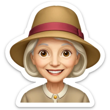 elderly woman with hat sticker