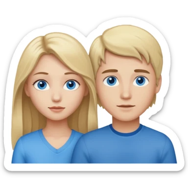 Couple blond boy bleu eyes and his girlfriend long brunette hair and blue eyes  sticker