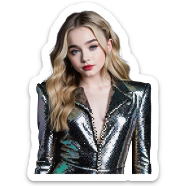 Sabrina Carpenter in Short n' Sweet concert look, sparkly outfit sticker