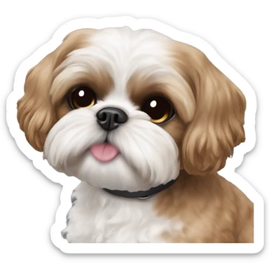 Shih tzu sitting next to Devon Rex  sticker
