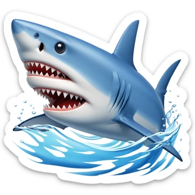 blue shark with sharp teeth swimming sticker