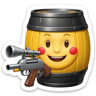 Create a smiling face emoji that’s sucking on the barrel of a shotgun sticker
