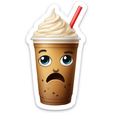 an angry cup of iced coffee. big eyes. fuming mad through the straw sticker