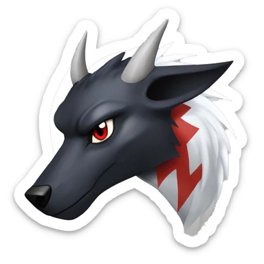 Black Cool Edgy Nargacuga-Houndoom-Garchomp-Absol Fakémon  with White and Red Edgy markings sticker