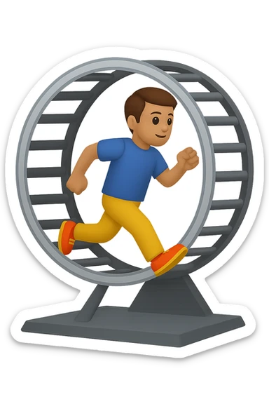 Uomo che corre dentro la ruota del criceto emoji style iphone  sticker