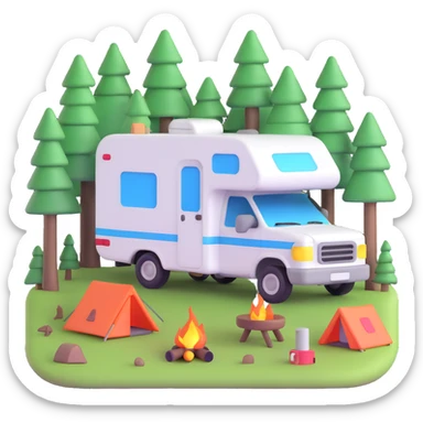 camping car parked in a forest sticker