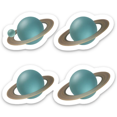 Add a moon orbiting Saturn in matte glass style, with no background. sticker