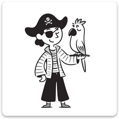 pirate with eye patch and parrot sticker