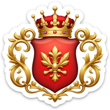 Royal crest (mainly red) sticker