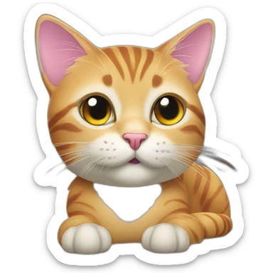 Cute colorful cat with little tongue out and gamer expression plating video games sticker