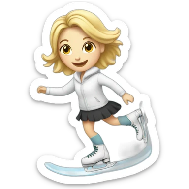 A white woman ice skating sticker