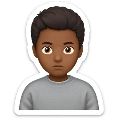 black boy with medium 4b hair serious face expression and dark brown eyes and sweater  sticker
