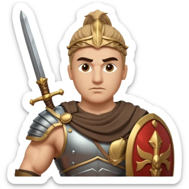 crea a un guerrero griego estoico, muy musculoso 3d sticker