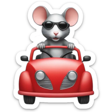 a rat with a skimask riding a red car sticker