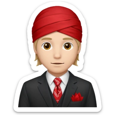 Character wearing a bandana and a suit sticker