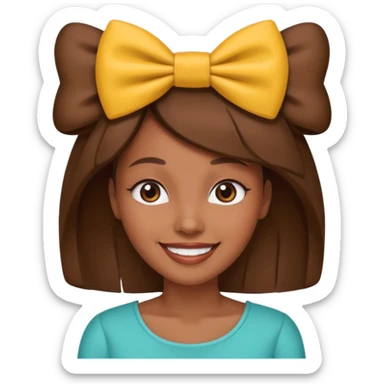 👩🏽 give me this emoji. But add a bow on the side of her head sticker