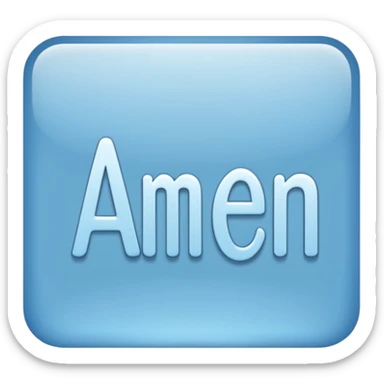 light blue word "AMEN" simple font in rectangle sticker