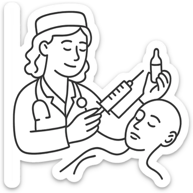 A female doctor who is doing PRP injections, add a patient sticker