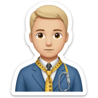 Tailor with Measuring Tape around neck pose sticker