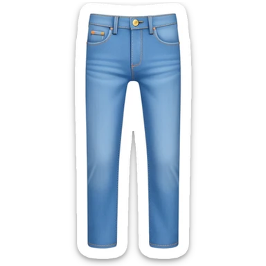 A 3D cartoon sky-blue denim jeans with pockets and stitching details, casual slim fit, clean isolated background, Memoji-style. sticker