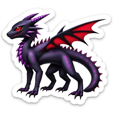 Gothic Edgy Badass Gloomy Dark Guilmon-Salandit-Umbreon-Fakémon-hybrid-creature (full body)  sticker