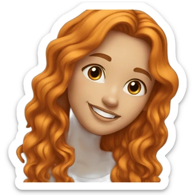 beautiful-girl, white, with-orange/ginger-long-loose-wavy-hair,-brown-eyes,-smiling sticker
