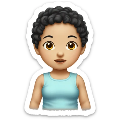 Southeast Asian female infant with black curly hairSou sticker
