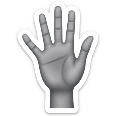 front angle view of a grey colored arm and 5 fingered hand reaching out sticker