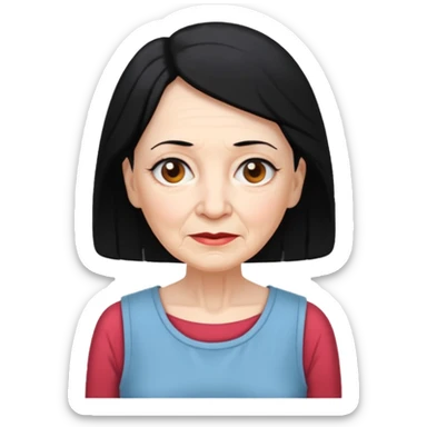 Old Women In Sleeveless, black hair. sticker