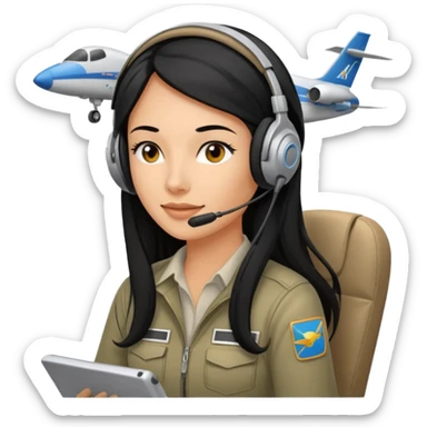 Femme cheveux long noir travaille dans le domaine de l'aéronautique sticker