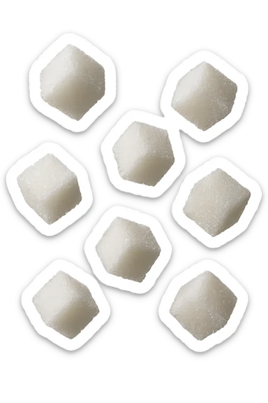 zollette di zucchero iperealistico 4k fluttuano in aria sticker