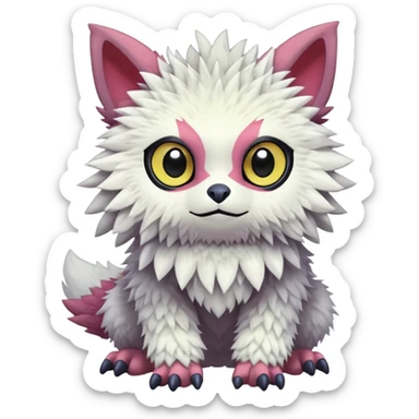  lush cozy warm-colored colorful cyber-Fakémon-Digimon-Trico-creature sticker