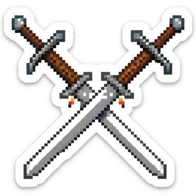 two crossed swords with the letter M sticker