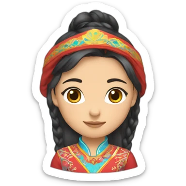 Kazakh girl with national clothes sticker
